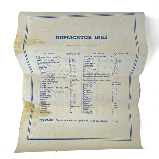 Early 20th Unused Duplicator Printing Ink - Sukie