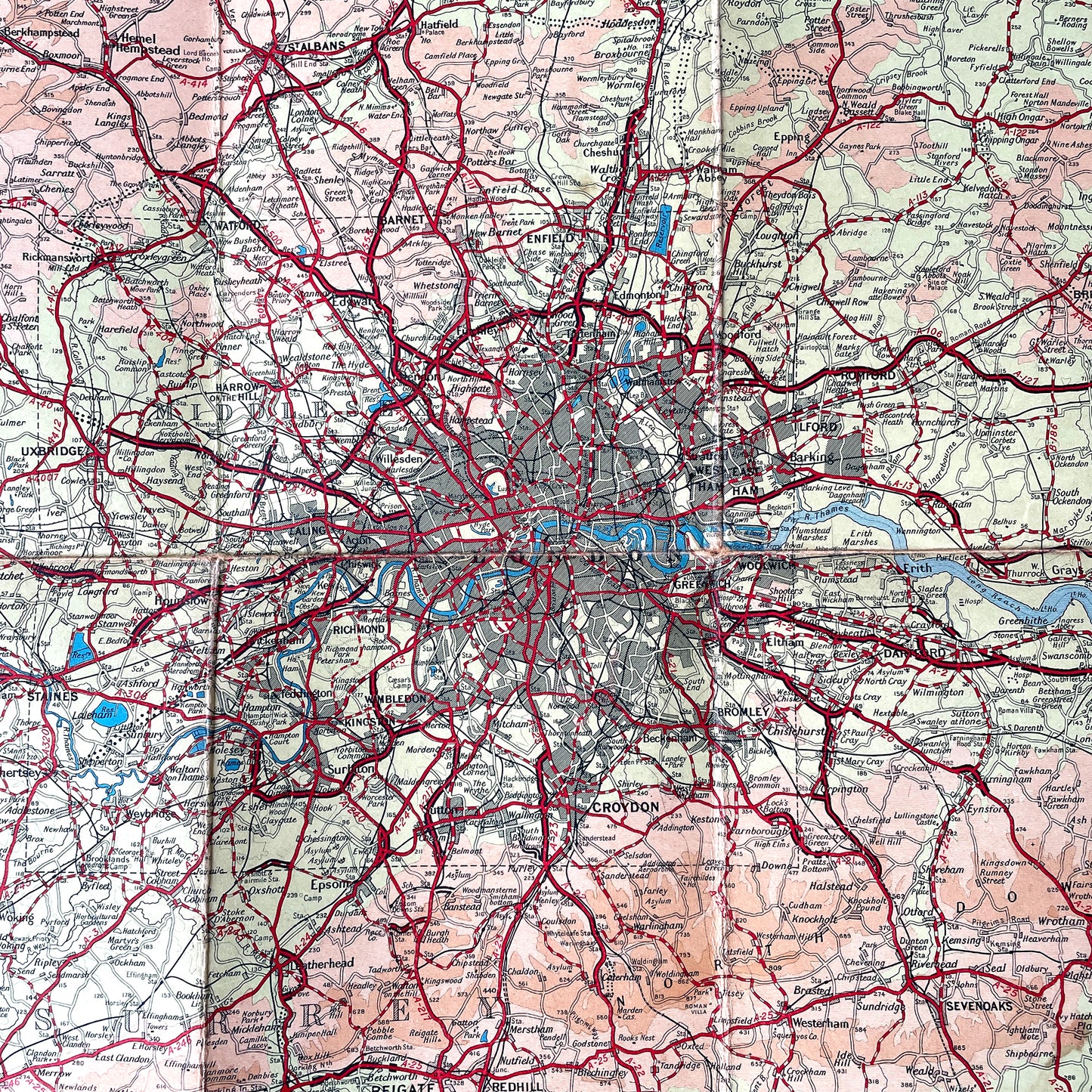 1937 Batholomew’s AA map of London & the Home Counties