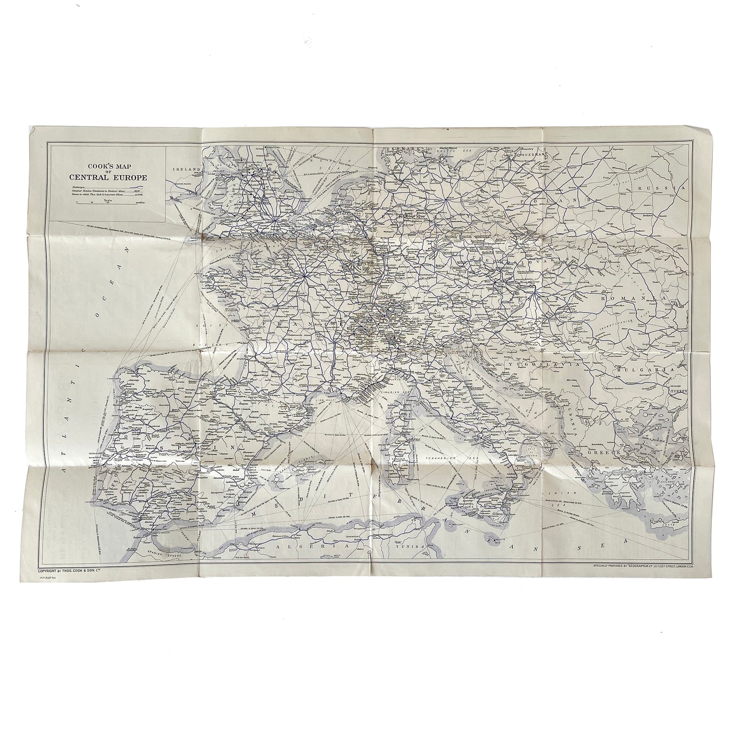 1927 Map of Central & Southern Europe