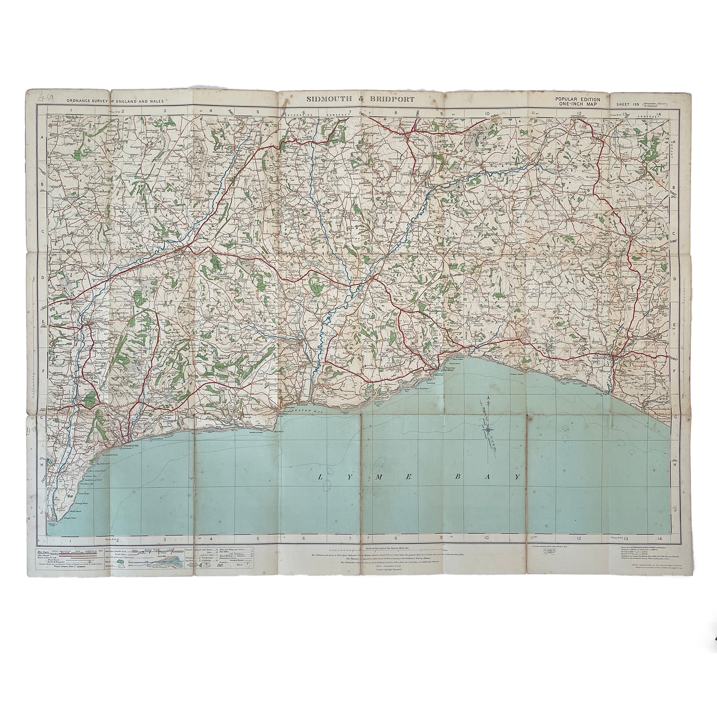 1919 Ordnance Survey Map of Sidmouth & Bridport