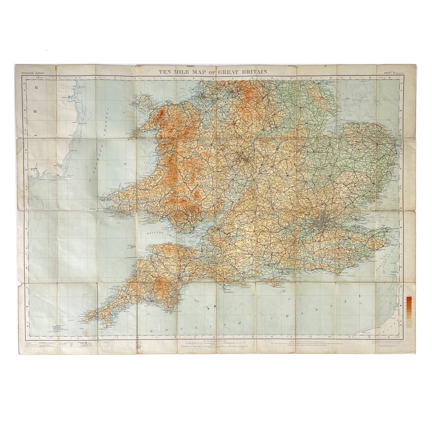 1925 Ordnance Survey ’10-Mile Map of Great Britain’ – Sheet 3