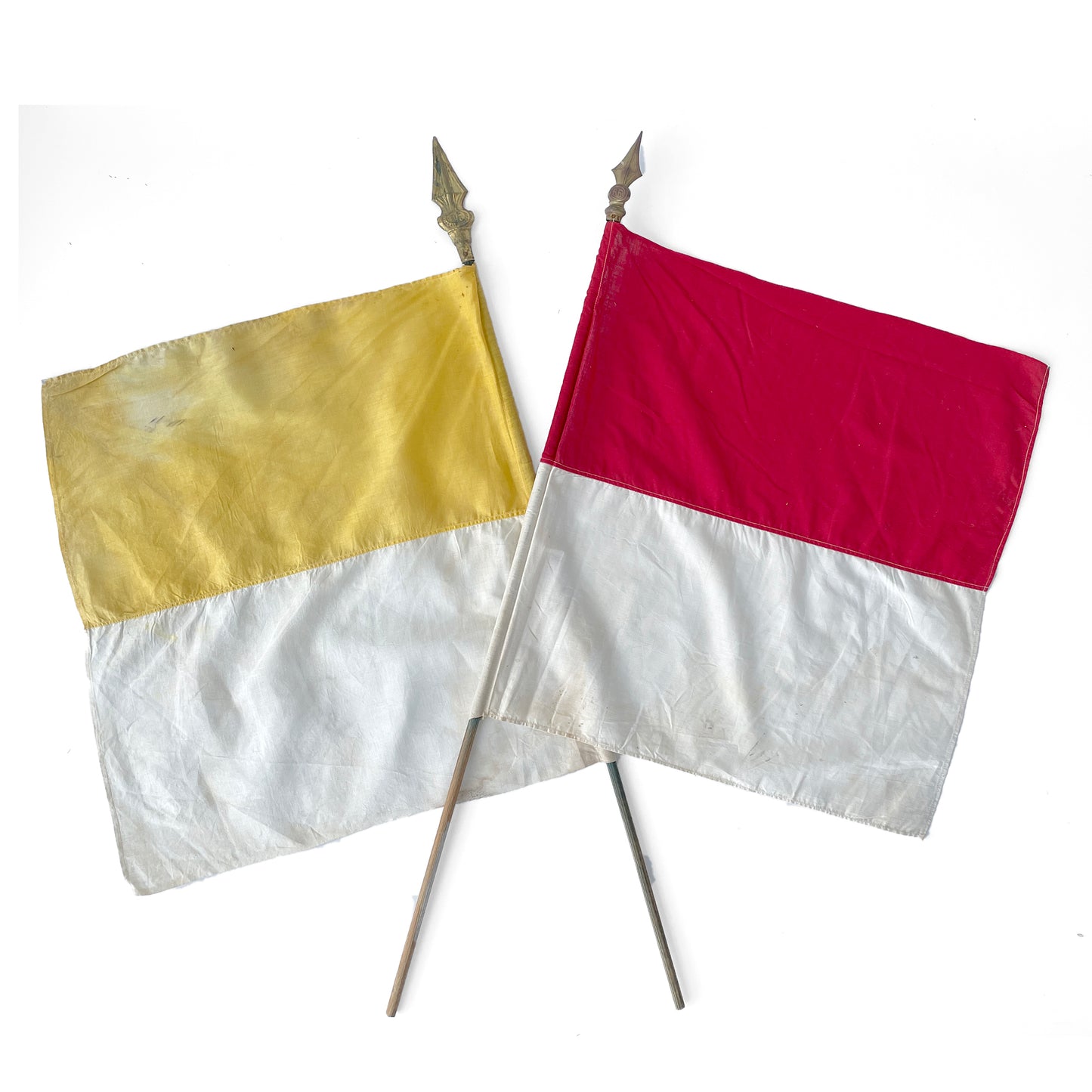 Pair of Vintage Signal Flags Circa 1940 – Red/White & Yellow/white