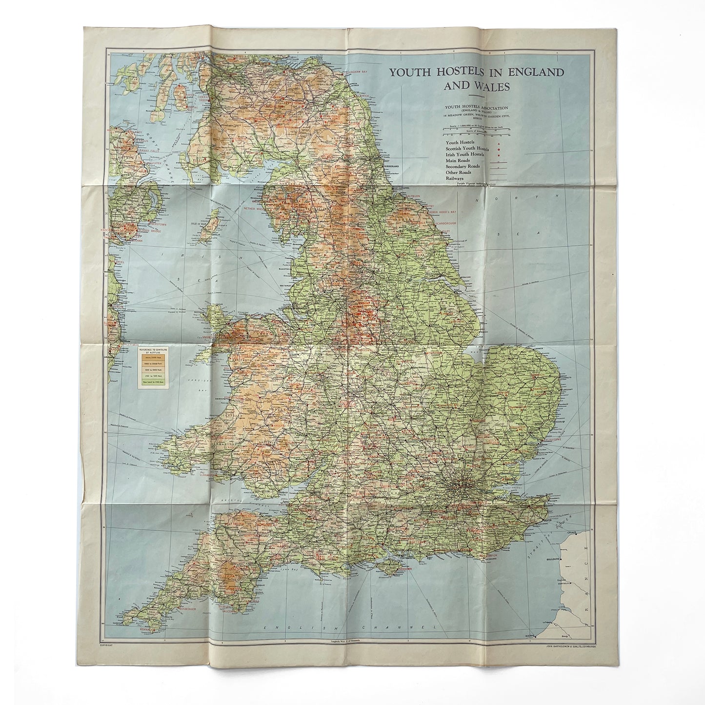 Early/Mid 20th Century Map of Youth Hostels in England & Wales