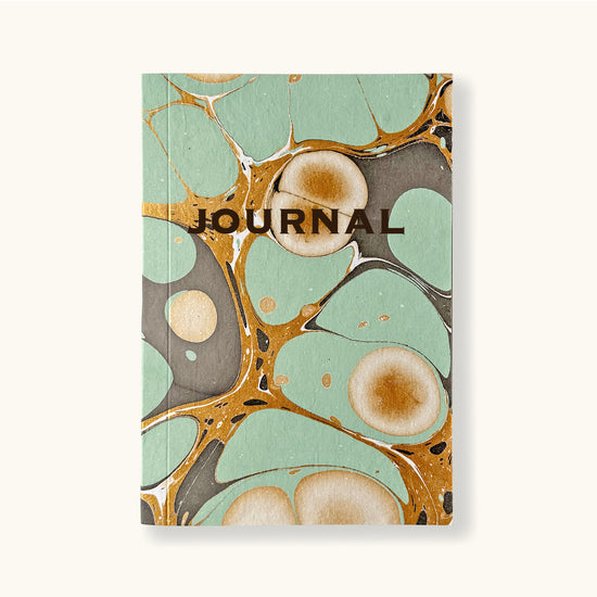 Hand Marbled Journal In Aqua - Sukie
