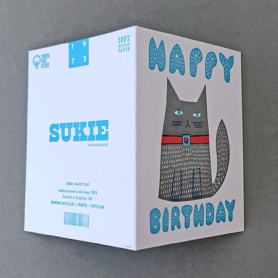 Happy Birthday Cat Letterpress Card - Sukie