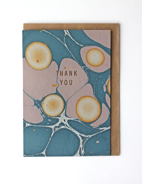 Marble Blue / Pink 'Thank You' Card & Envelope - Sukie