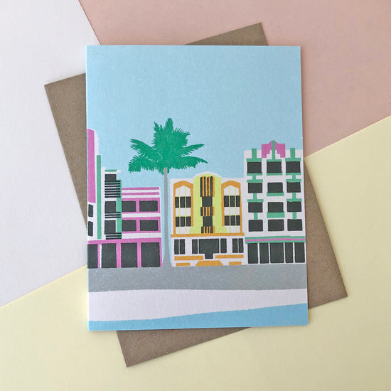 Miami Deco Illustrated Blank Greetings Card - Sukie