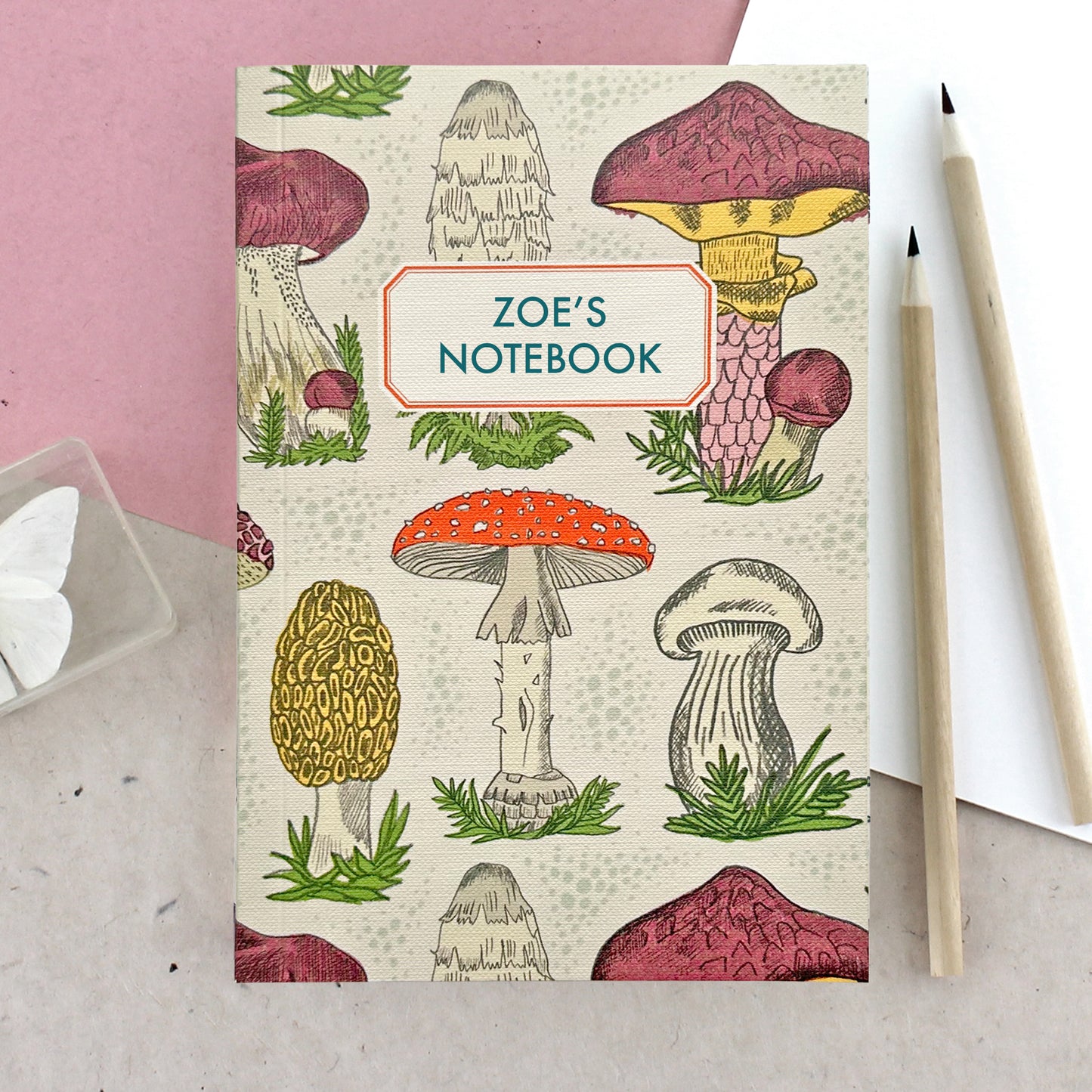 Personalised Notebook With Mushroom Cover - Sukie