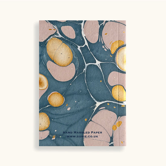 Hand Marbled Notebook In Blue & Pink - Sukie
