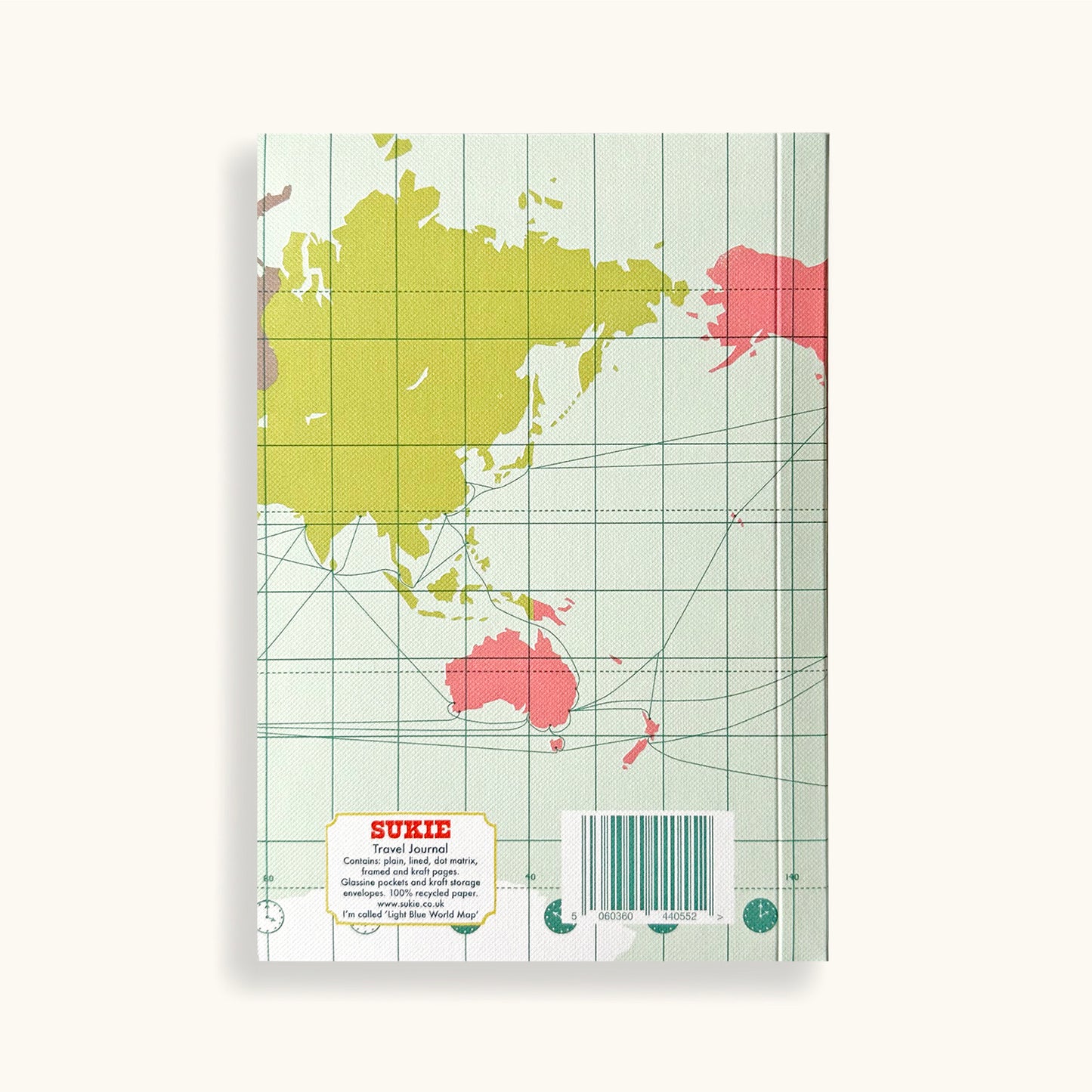 World Map Travel Journal With Light Blue Cover - Sukie