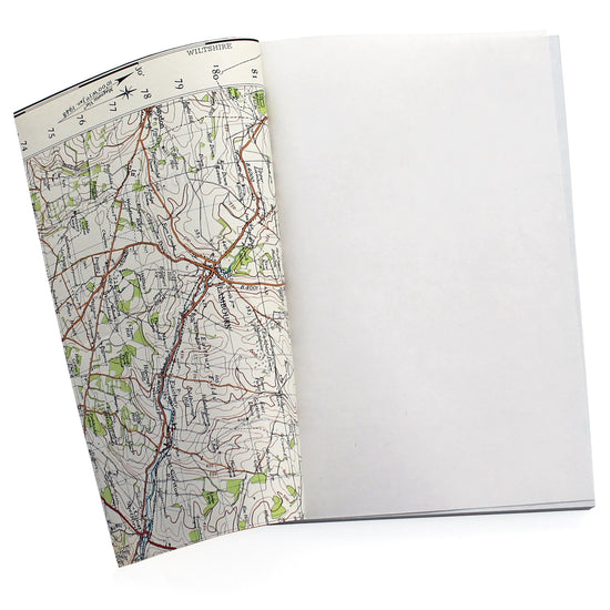 Linen Map Journal With Gold Letterpress Type & Black Binding - Sukie