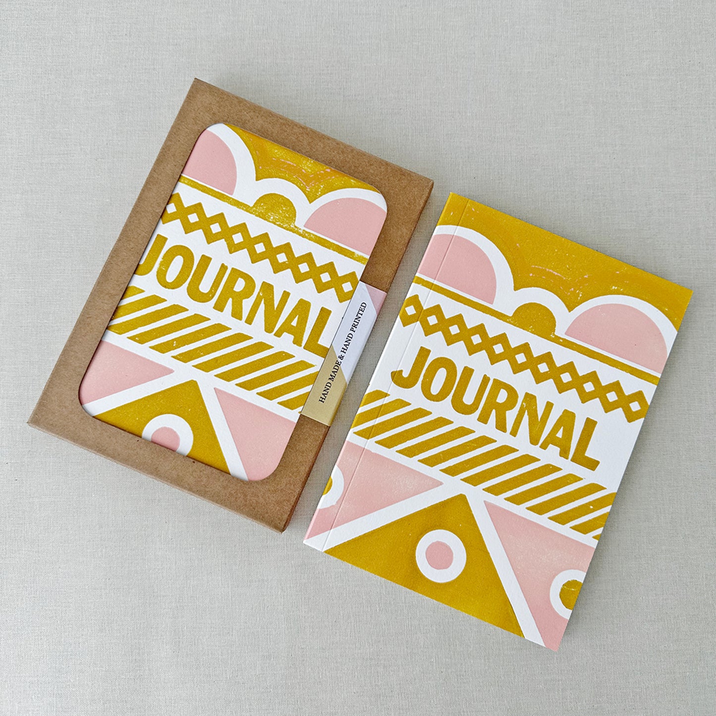 Letterpress Journal Bloomsbury In Ochre & Pink