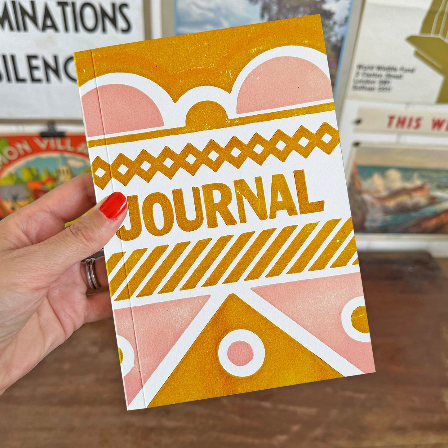 Letterpress Journal Bloomsbury In Ochre & Pink