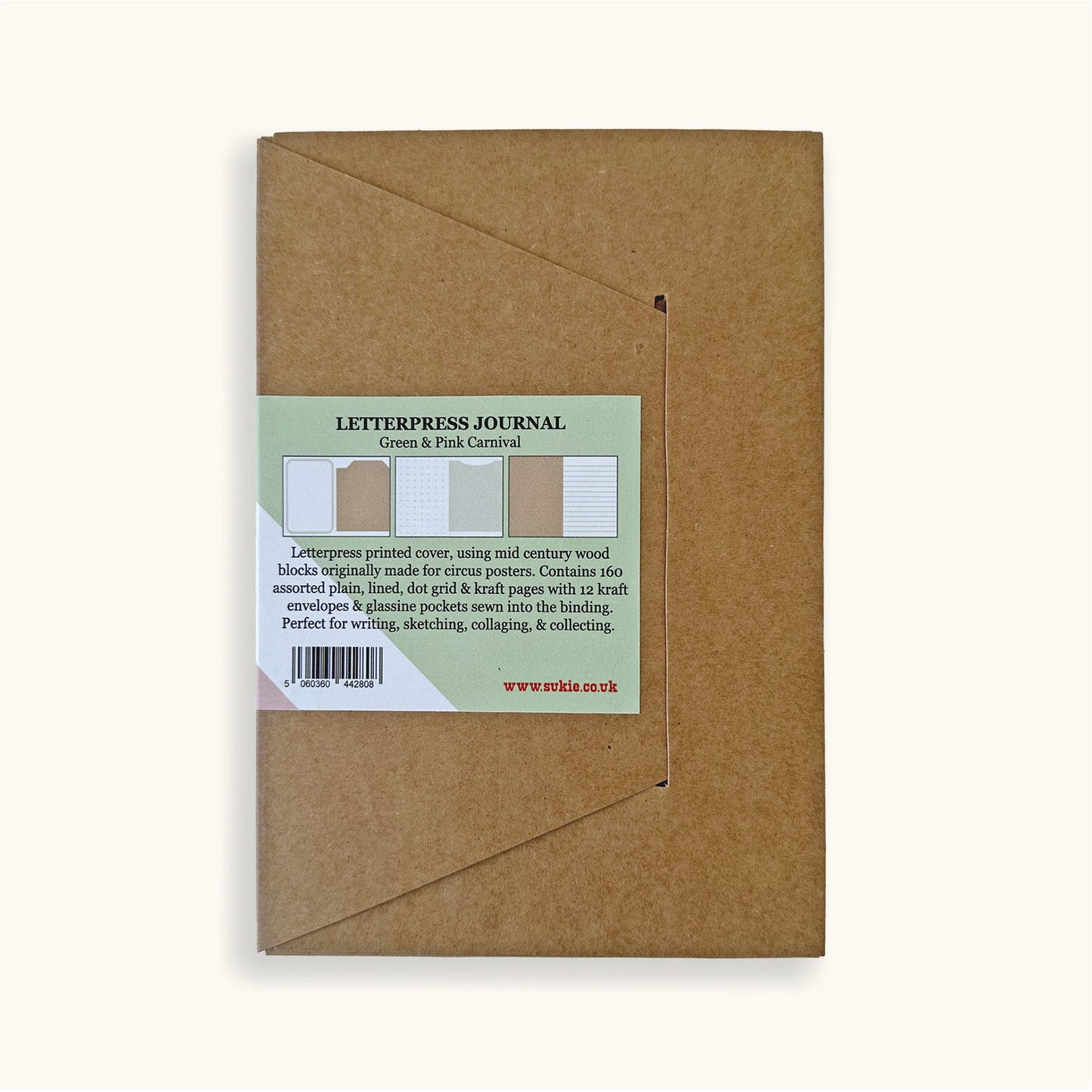 Letterpress Journal Carnival In Green & Pink