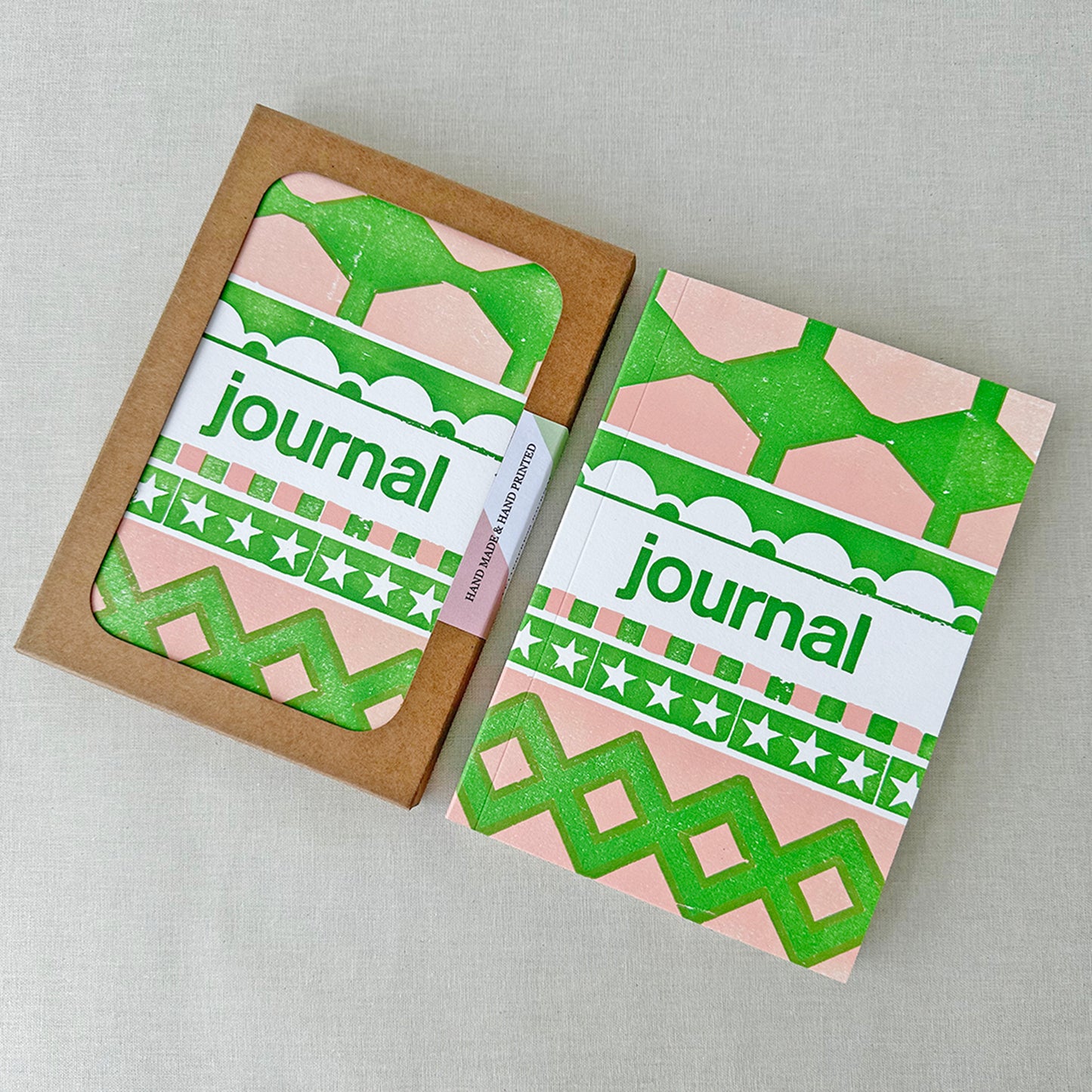 Letterpress Journal Carnival In Green & Pink