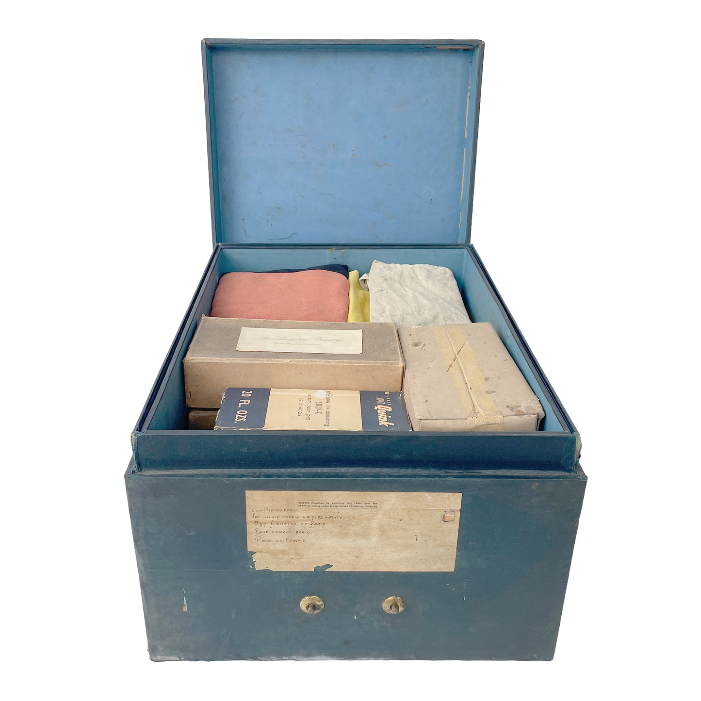 Large Early 20th Century Linen Covered Storage Box - 2