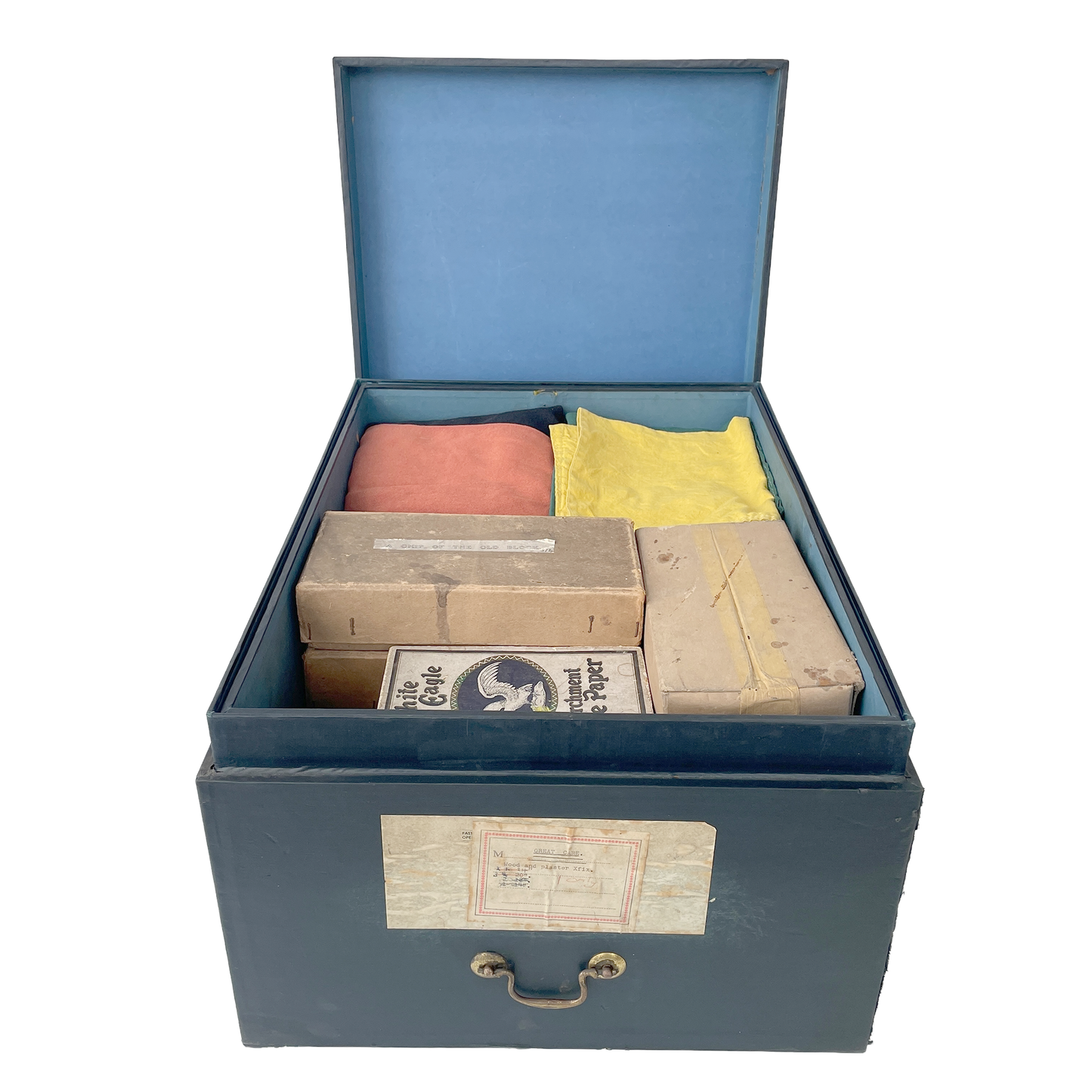 Large Early 20th Century Linen Covered Storage Box - 1