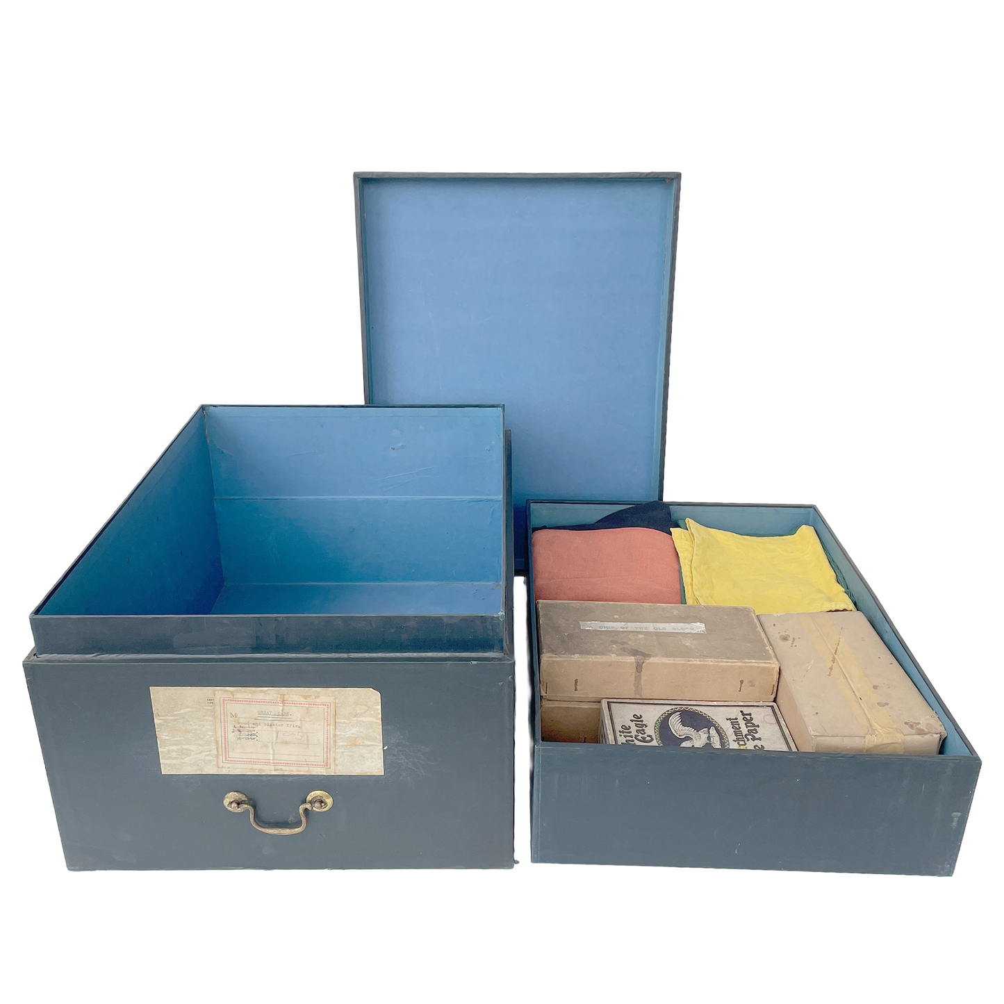 Large Early 20th Century Linen Covered Storage Box - 1