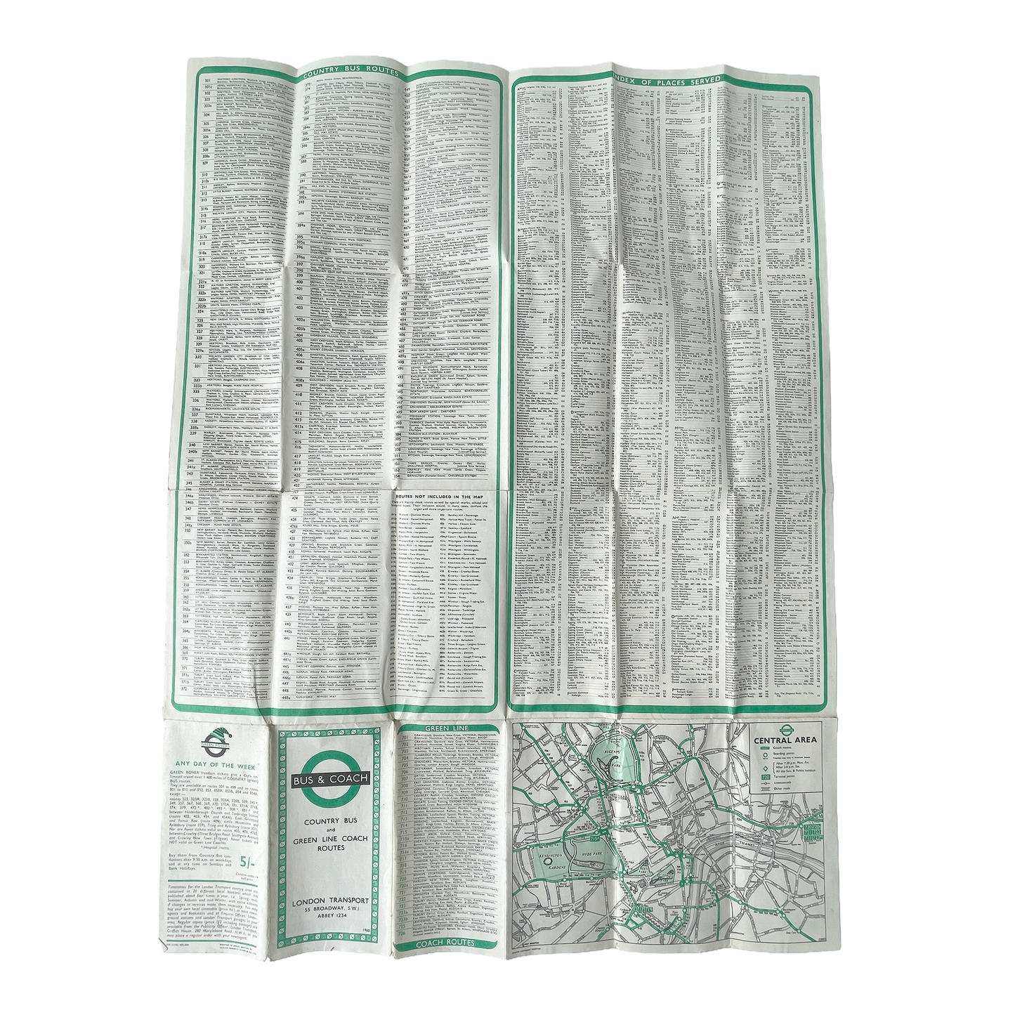 1960 Bus & Coach Map of Around London
