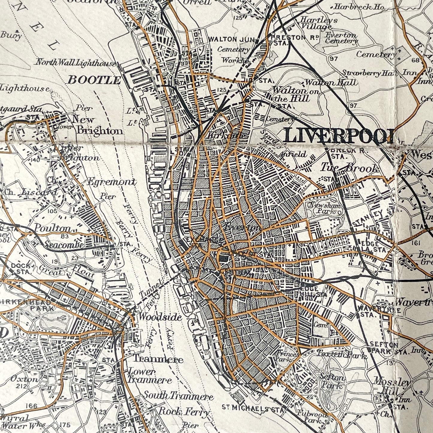 Early 20th Century Map of Manchester & Liverpool