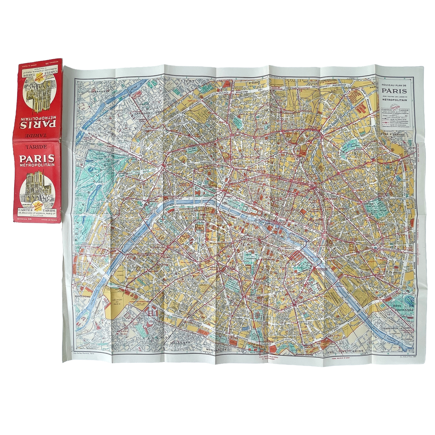 1960 Tourist Map of Paris