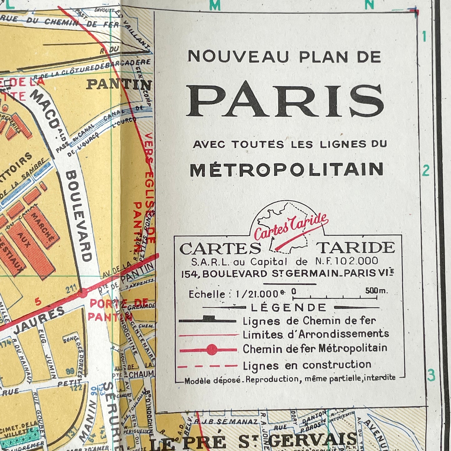 1960 Tourist Map of Paris