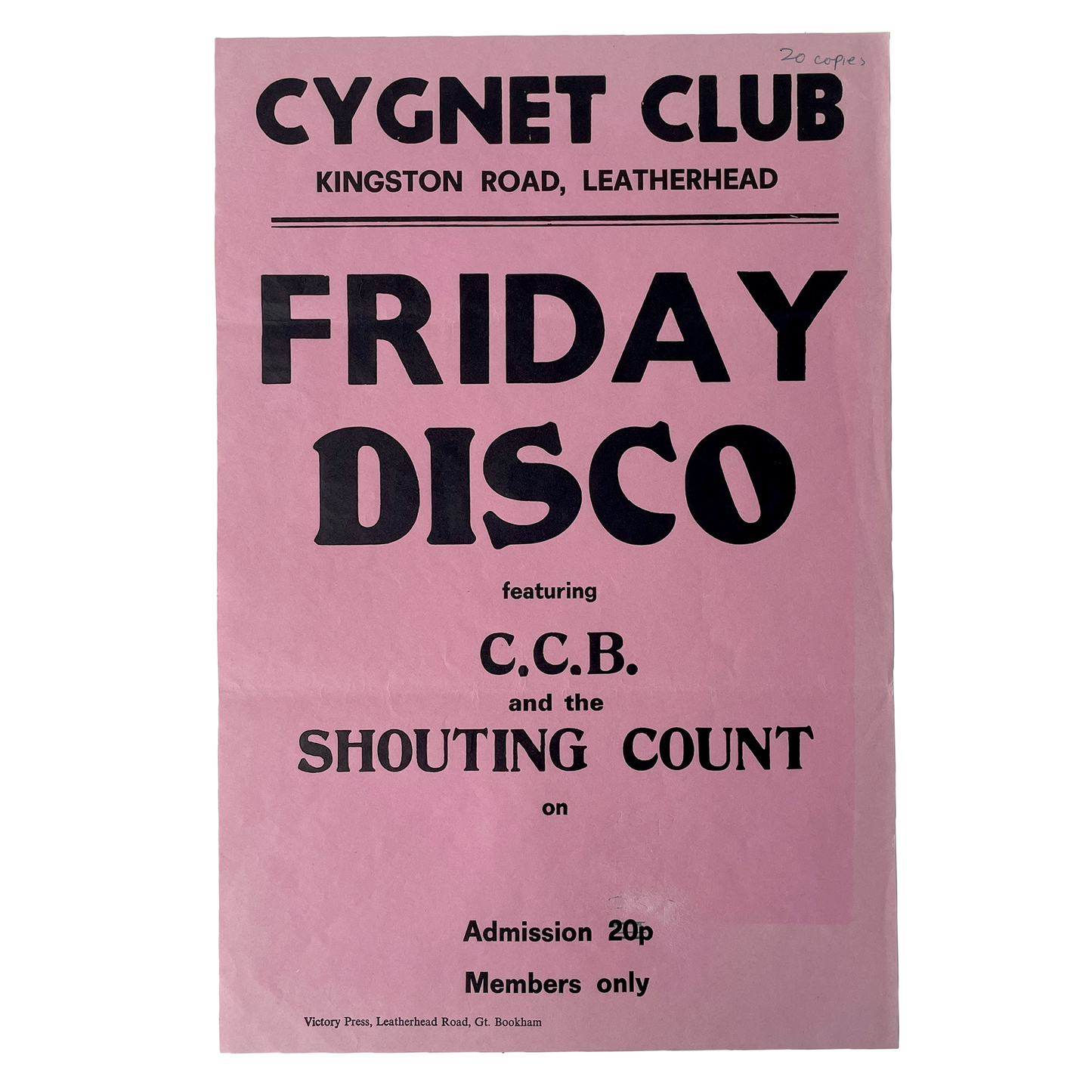 1970s Original Letterpress Printed Poster – Friday Disco-Pink