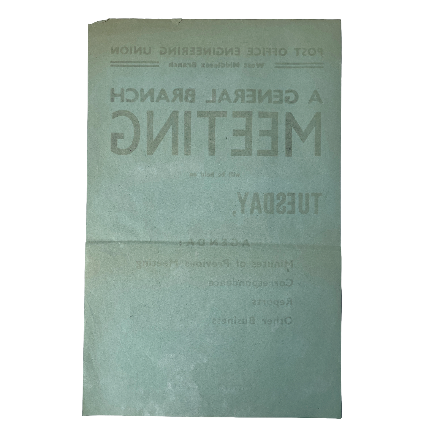 1950s Original Letterpress Printed Poster – Post Office - Meeting
