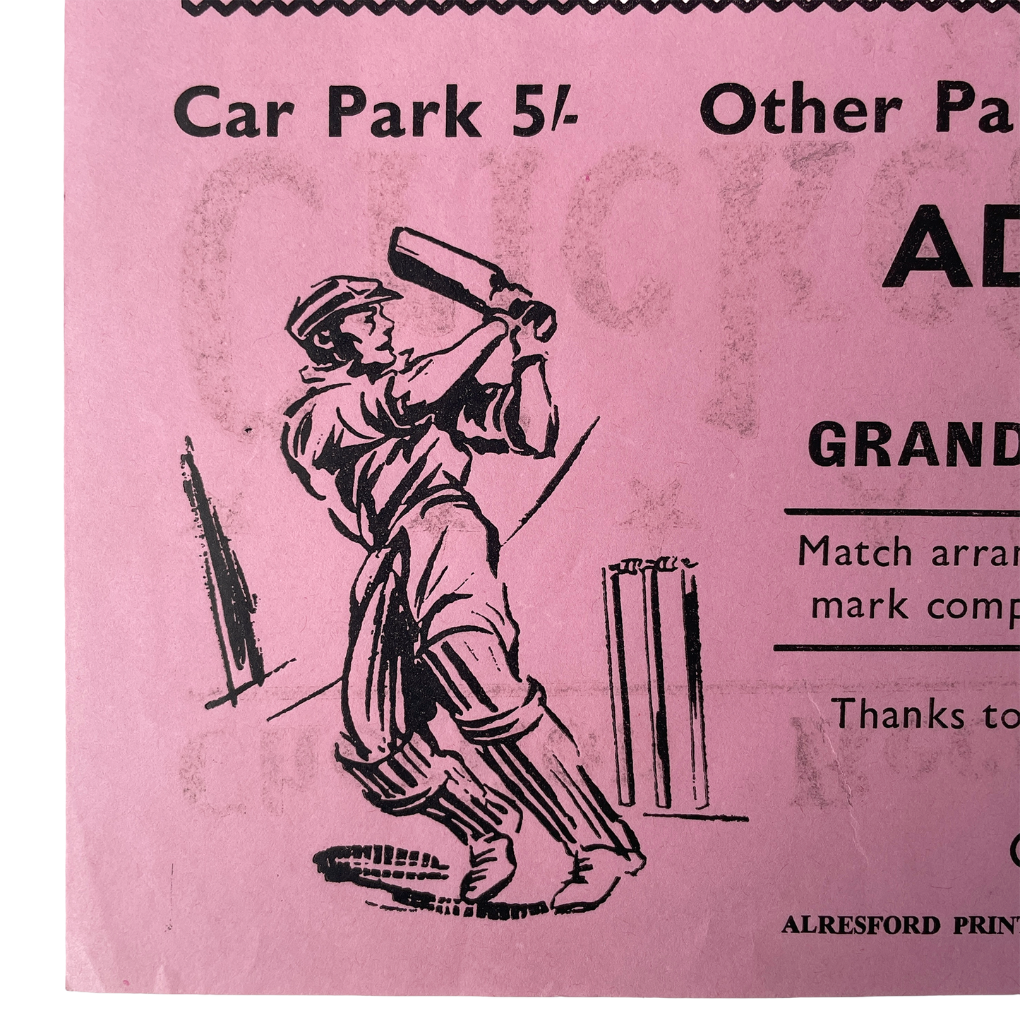 1965 Original Letterpress Printed Poster – Cricket Match