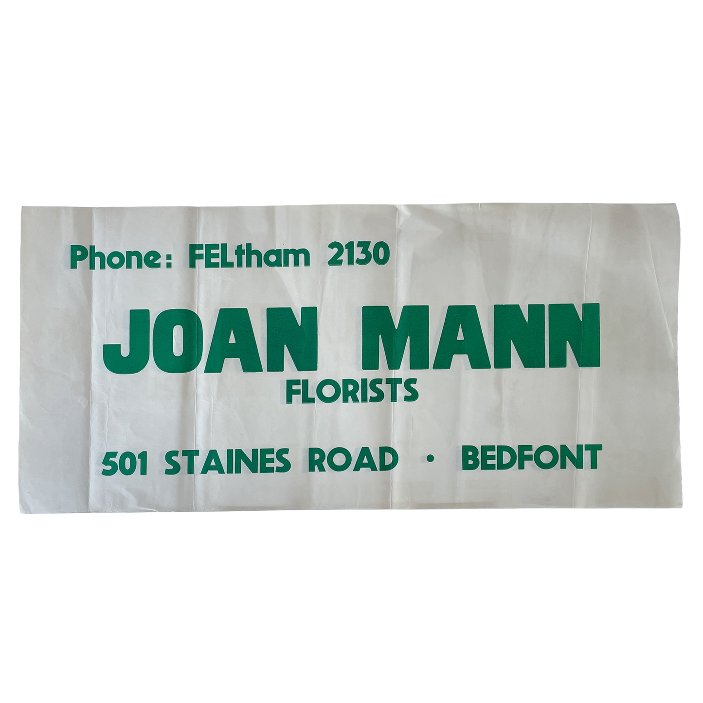 1950s Original Letterpress Printed Poster/Sign – Joan Mann - Florist