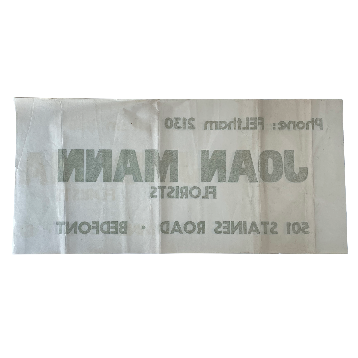 1950s Original Letterpress Printed Poster/Sign – Joan Mann - Florist