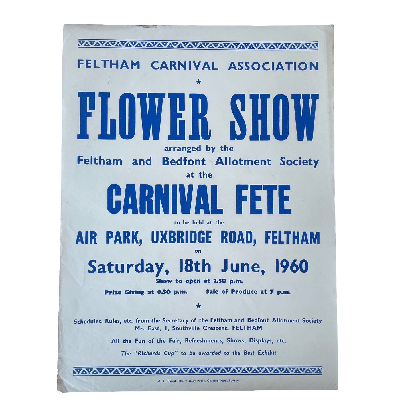 1960 Original Letterpress Printed Poster – Flower Show