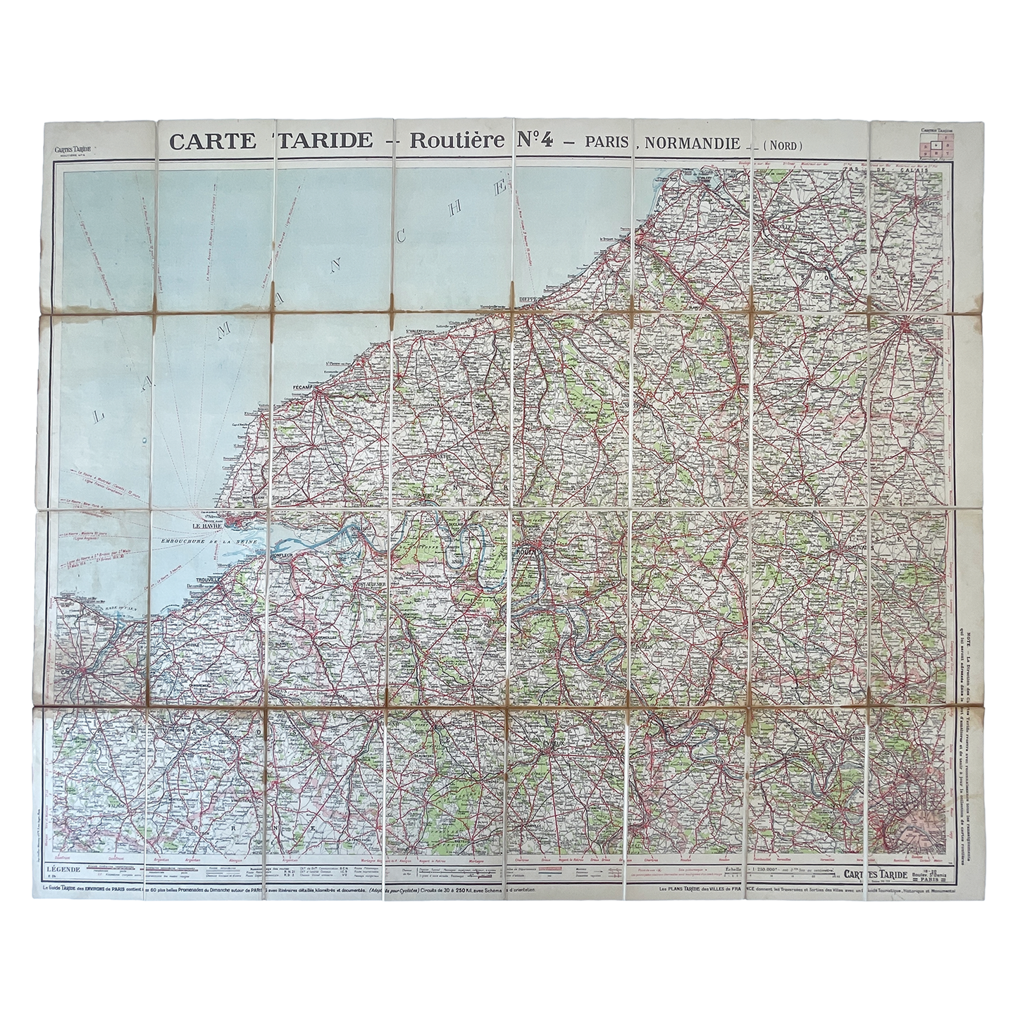 1920/30s R.A.C Map of Paris & Normandie