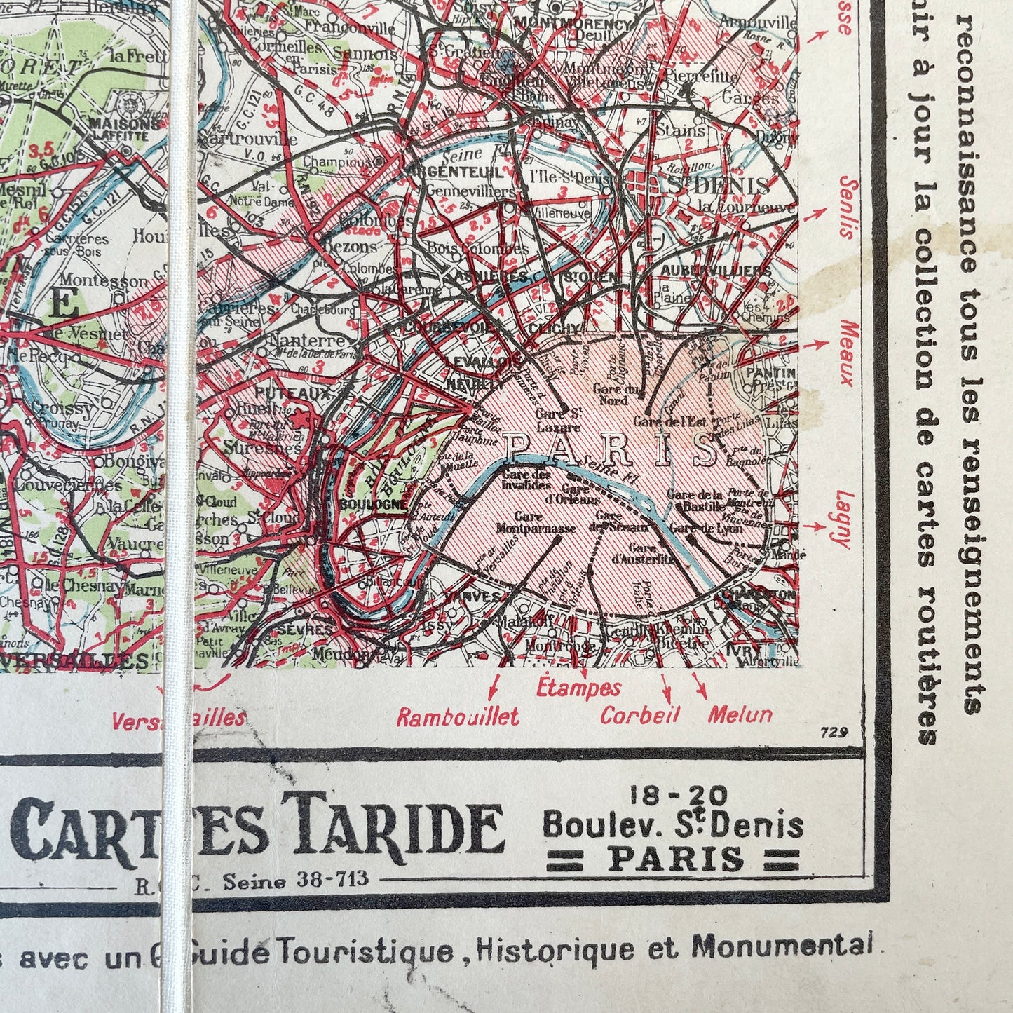 1920/30s R.A.C Map of Paris & Normandie
