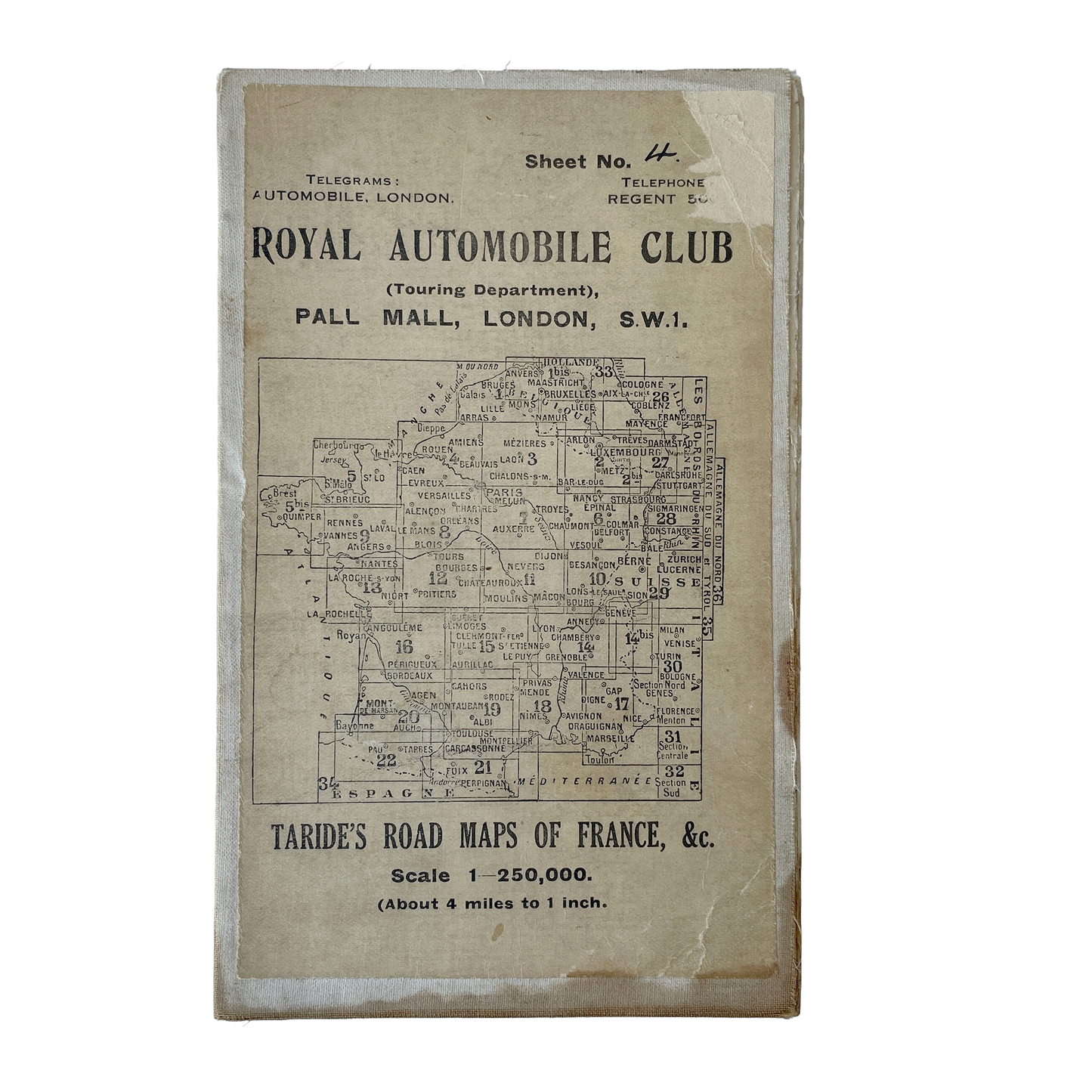 1920/30s R.A.C Map of Paris & Normandie