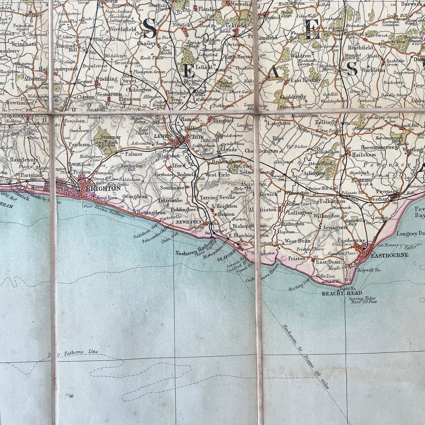 Early 20th Century Map of London, Surrey, Kent & Sussex