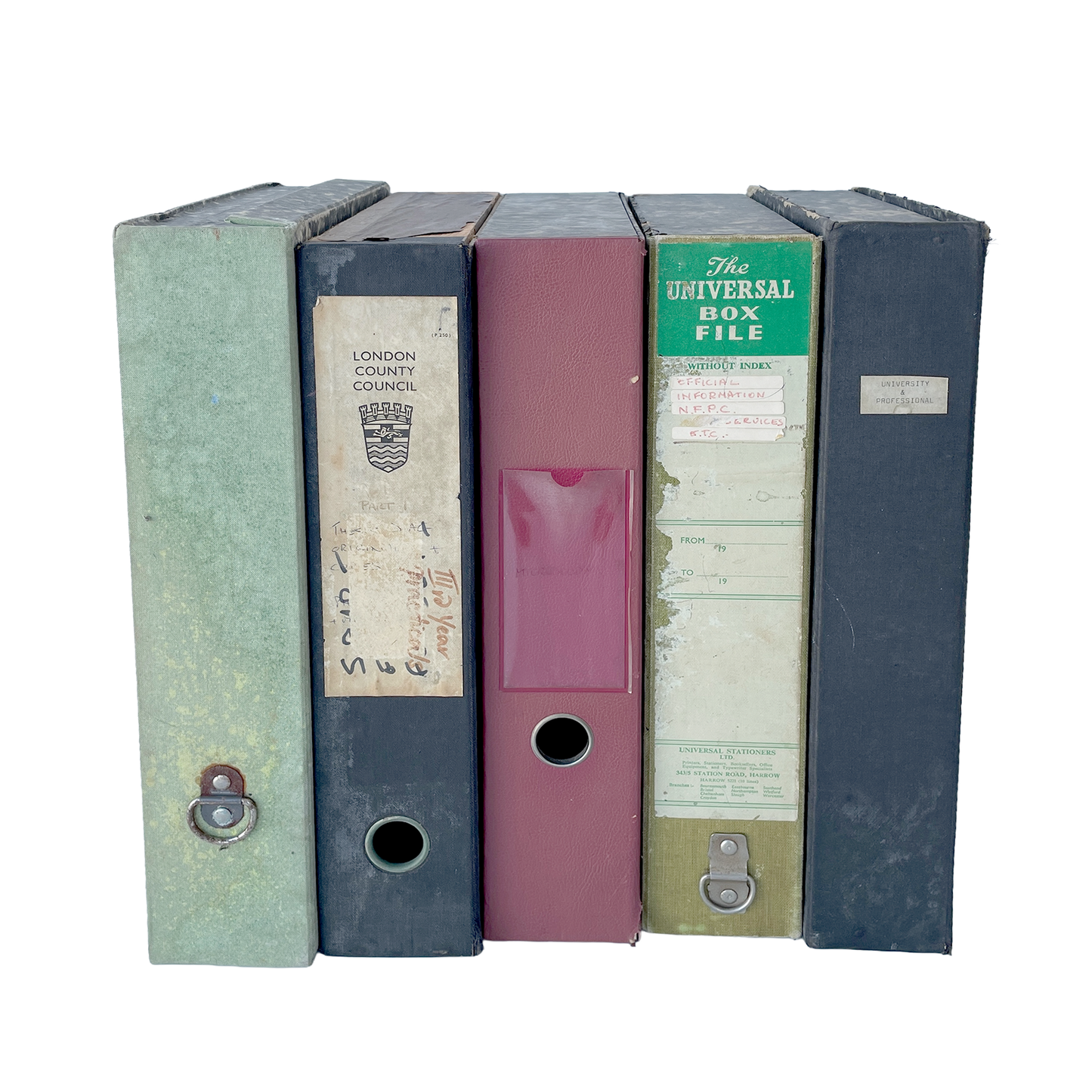 Collection of 5 Vintage Box Files