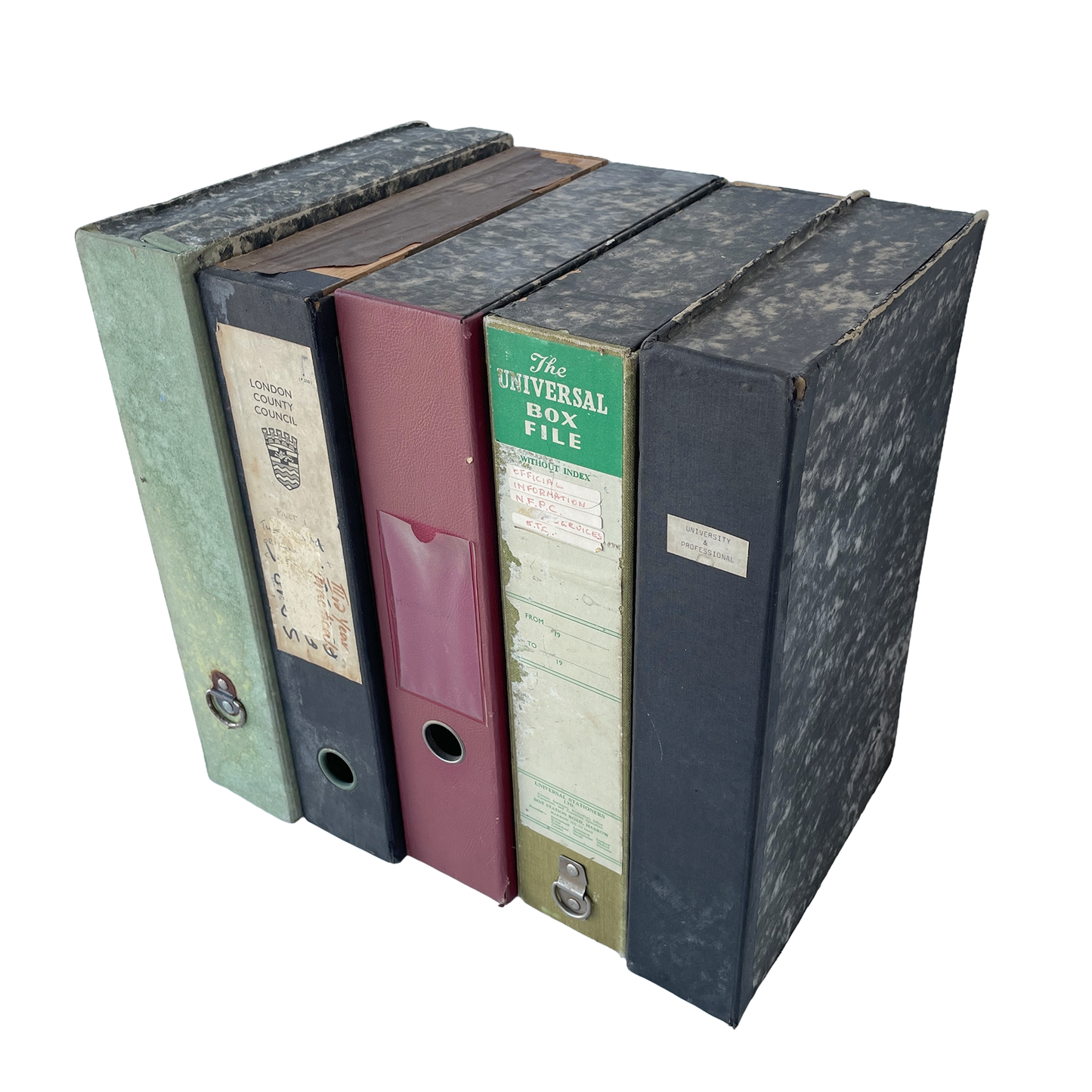 Collection of 5 Vintage Box Files