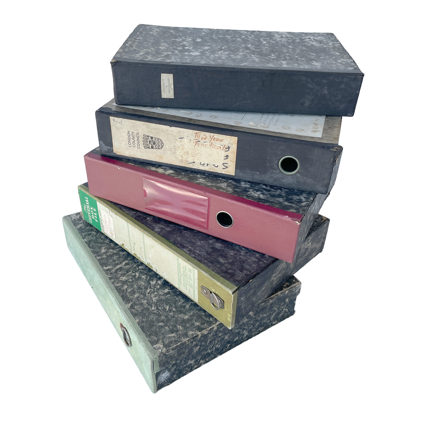 Collection of 5 Vintage Box Files