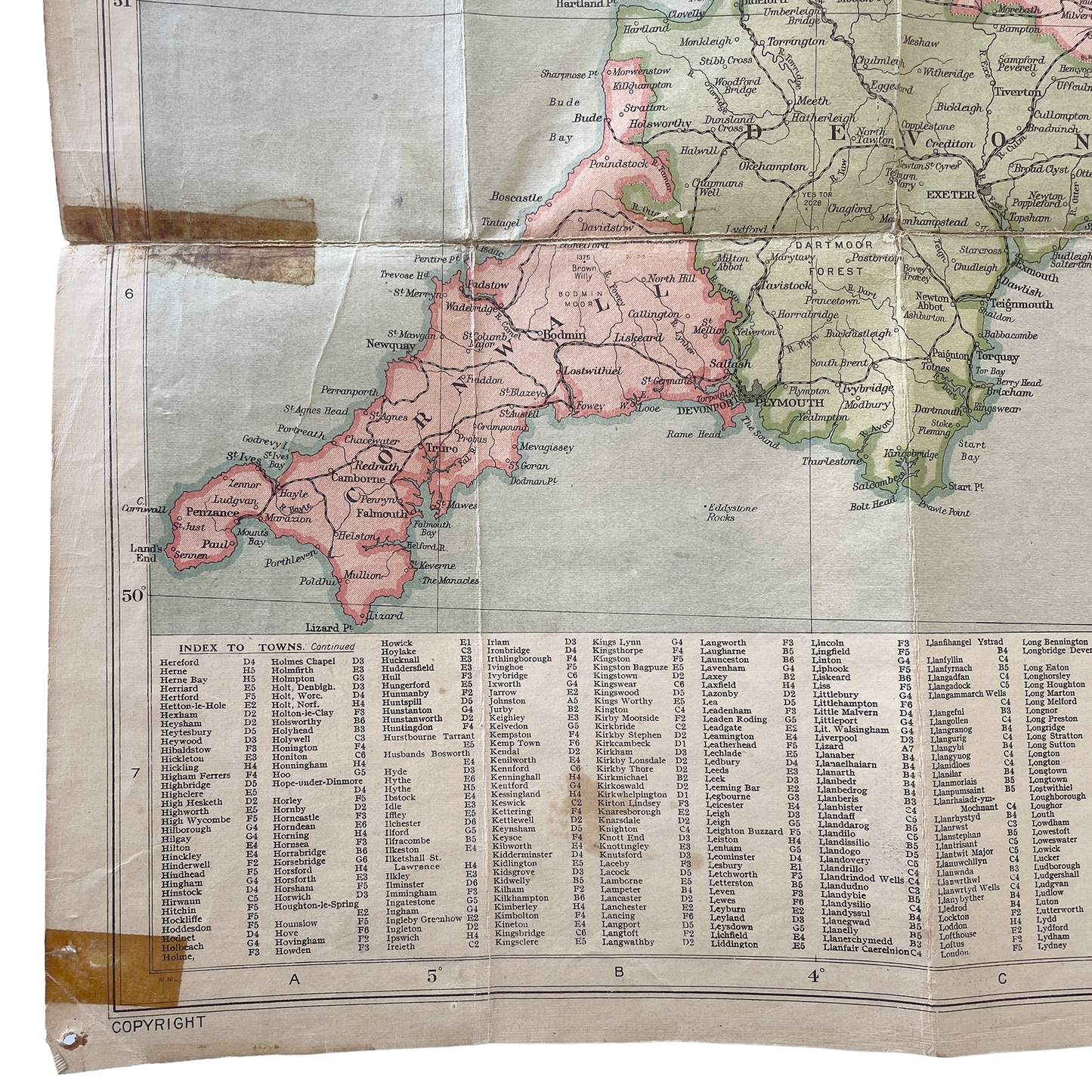 Early 20th Century Map of England & Wales