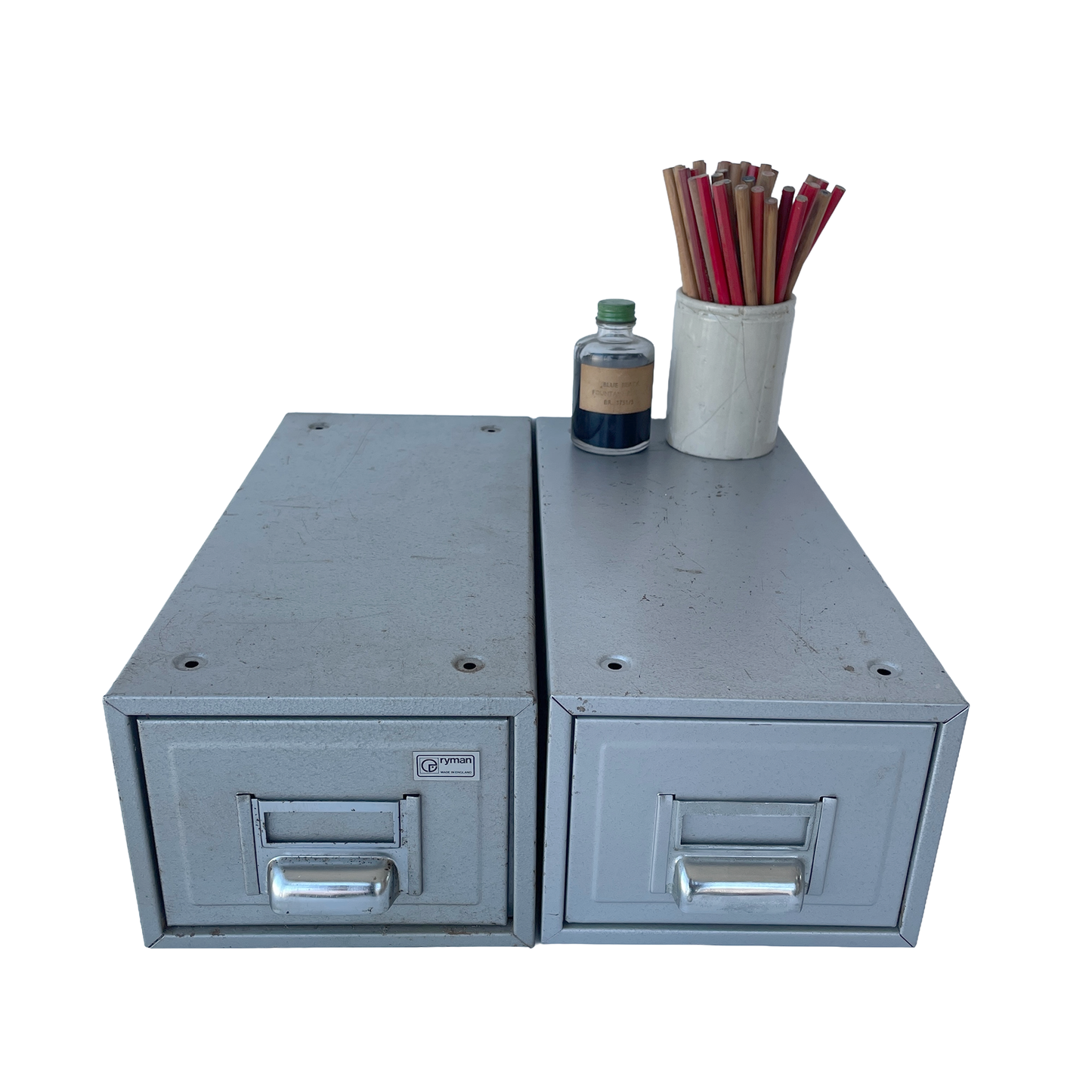 Pair of Metal Index Card Drawers