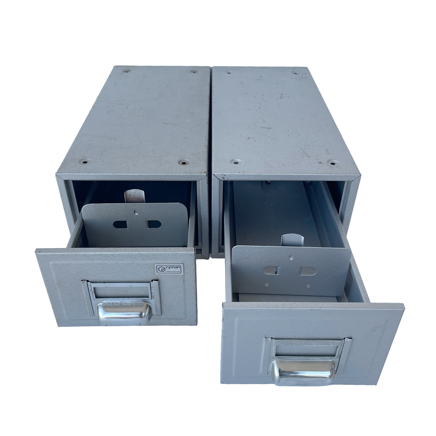 Pair of Metal Index Card Drawers