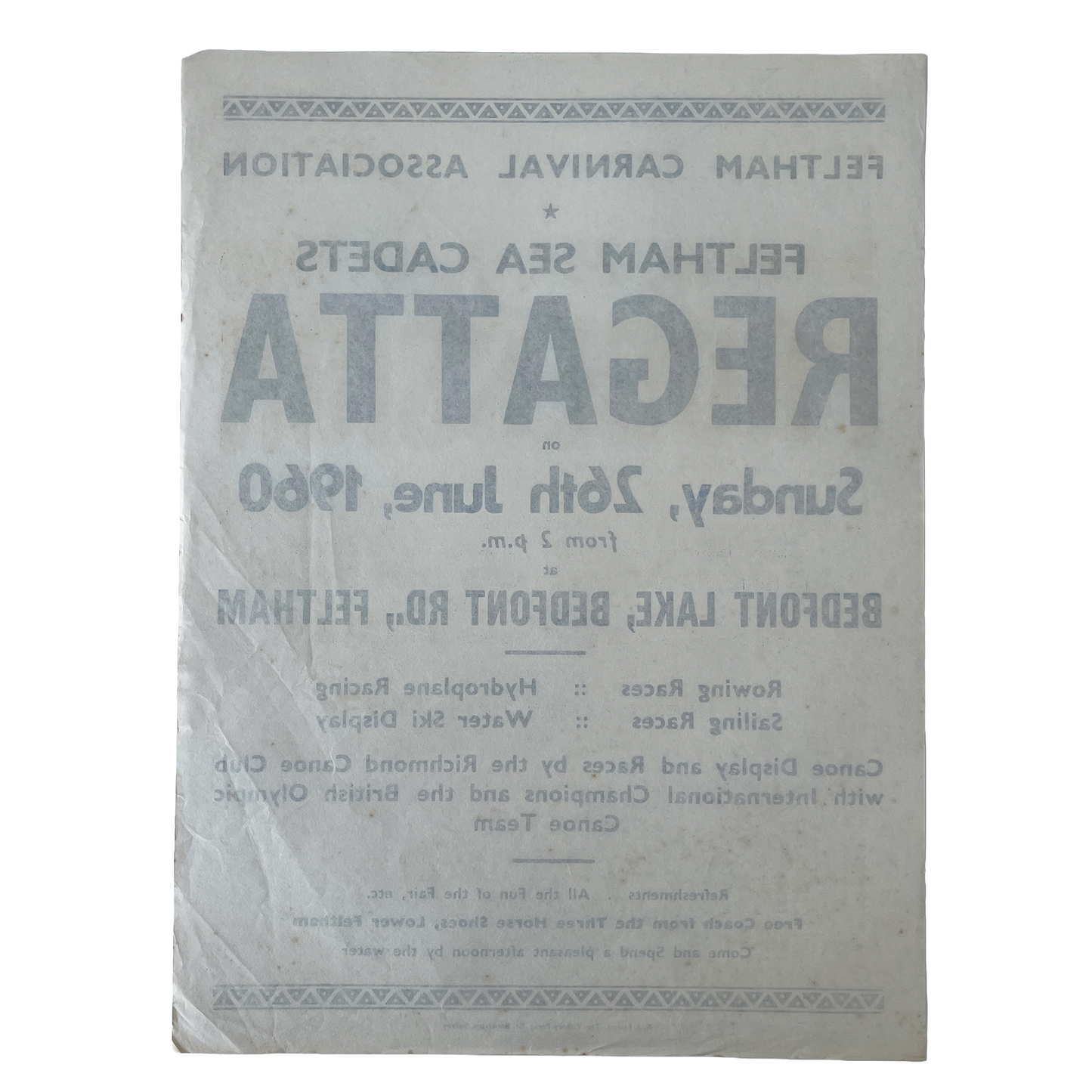 1960 Original Letterpress Printed Poster – Regatta