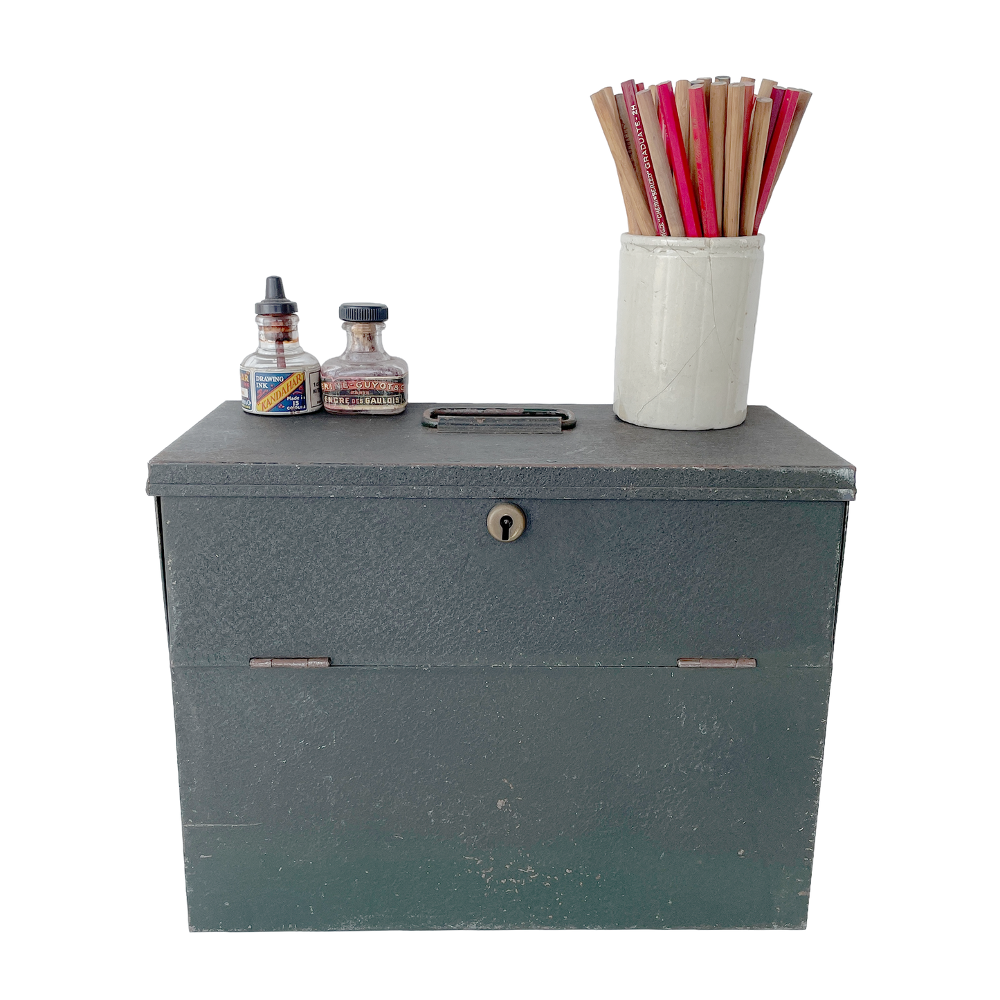 1940s Metal Desktop Storage Box