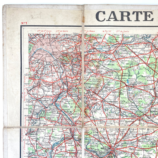 Stunning 1923 French Map Covering Paris, Brie, Troyes and Champagne - Sukie