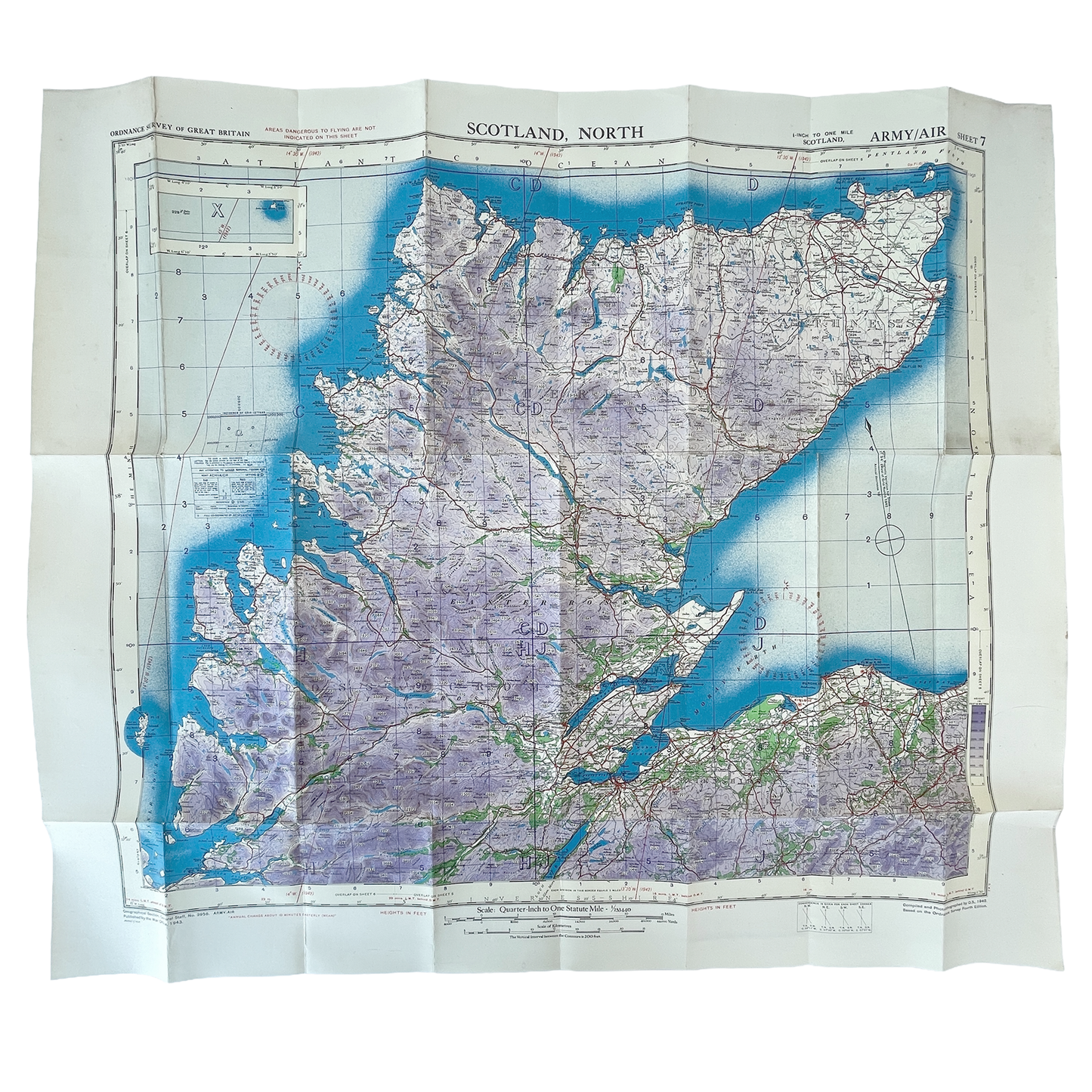 1943 War Office Map of Scotland - North