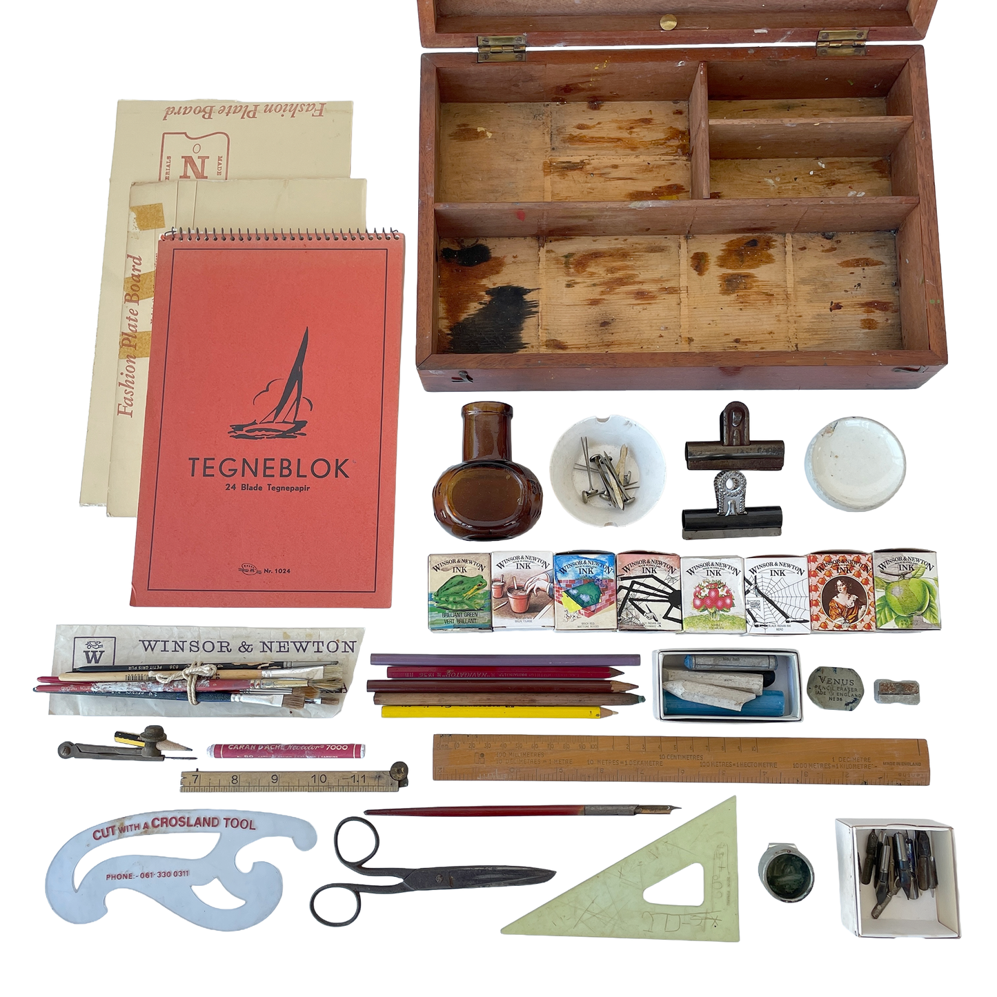 Fantastic Box of Vintage Art Supplies