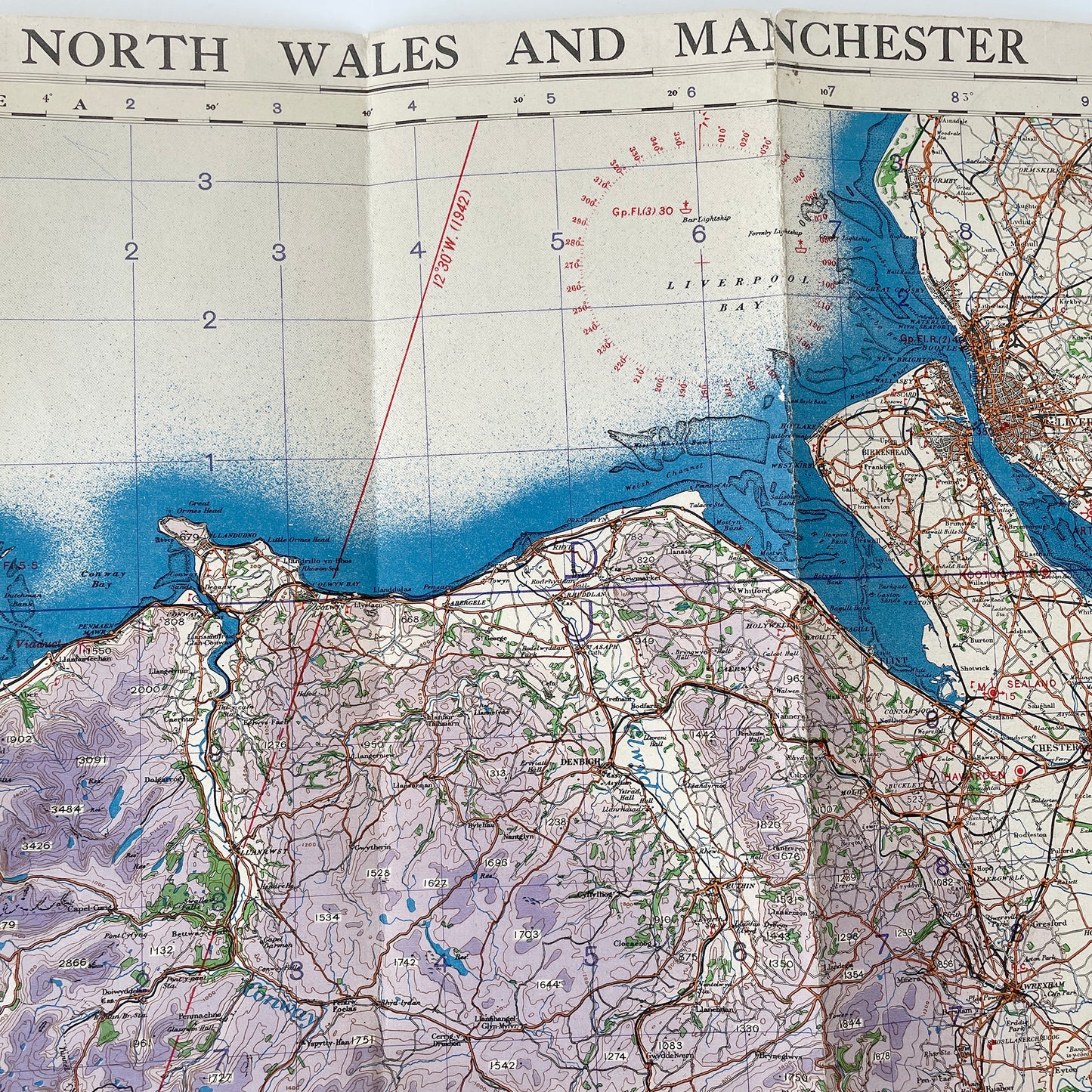 1942 War Office Map of North Wales & Manchester – Sheet 4