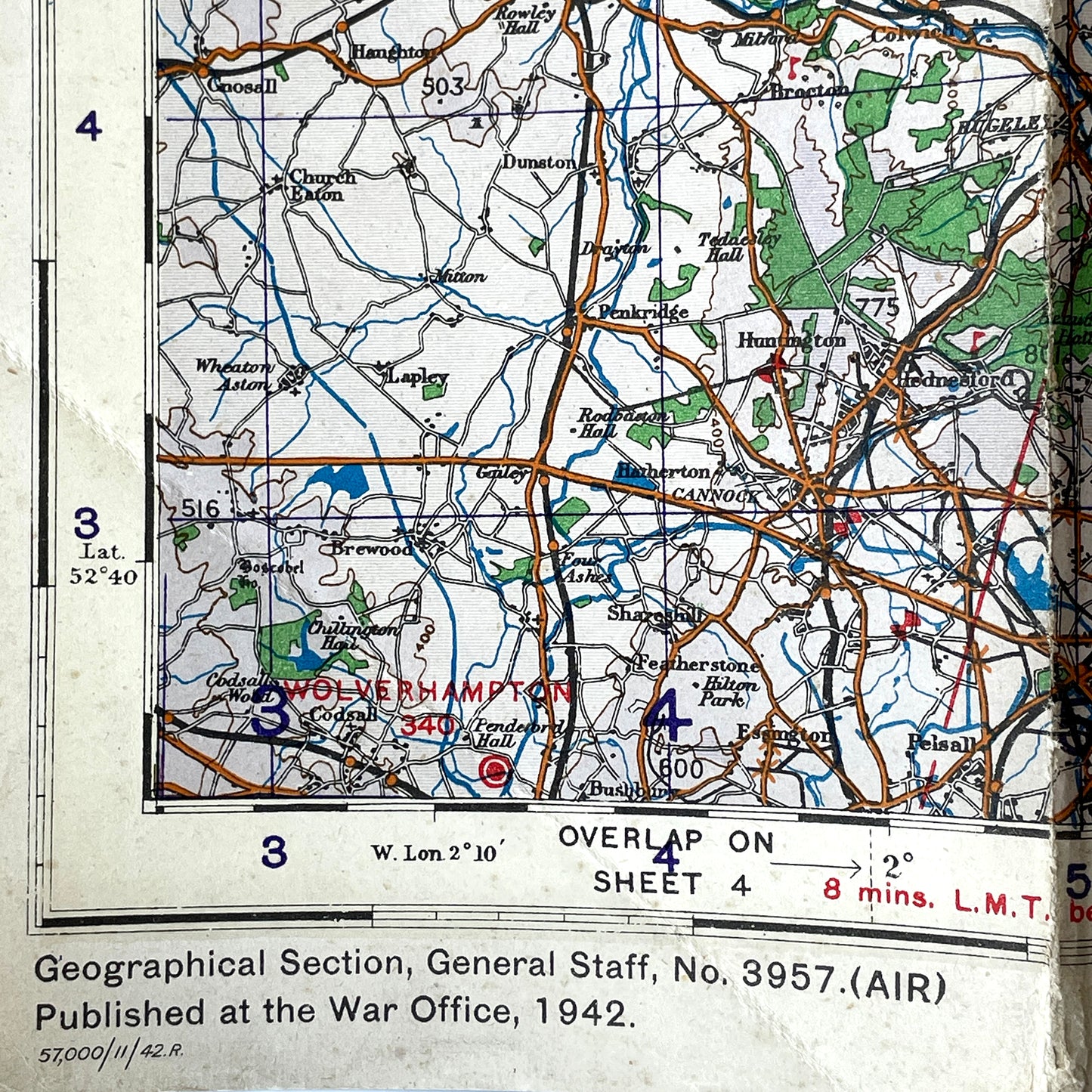1942 War Office Map of the North Midlands & Lincolnshire – Sheet 6