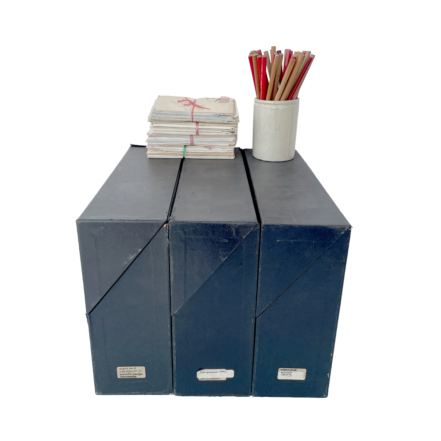Set of 3 Vintage Document Boxes/Desktop Storage